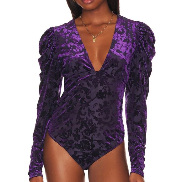 Free People Tops - Intimately Free People Magic Hour Bodysuit Women Size XS Purple Velvet Puff‎